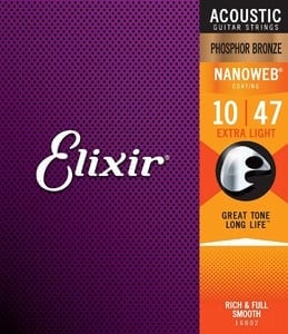 Elixir / 16002 Extra Light Acoustic Phosphor Bronze with NANOWEB Coating エリクサー 弦【正規品】