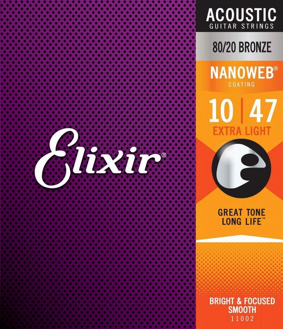 Elixir / 11002 Extra Light Acoustic 80/20 Bronze with NANOWEB