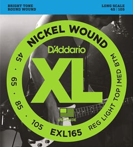 D'Addario / EXL165 Regular Light Top/Medium Bottom 45-105 Long Scale ベース弦