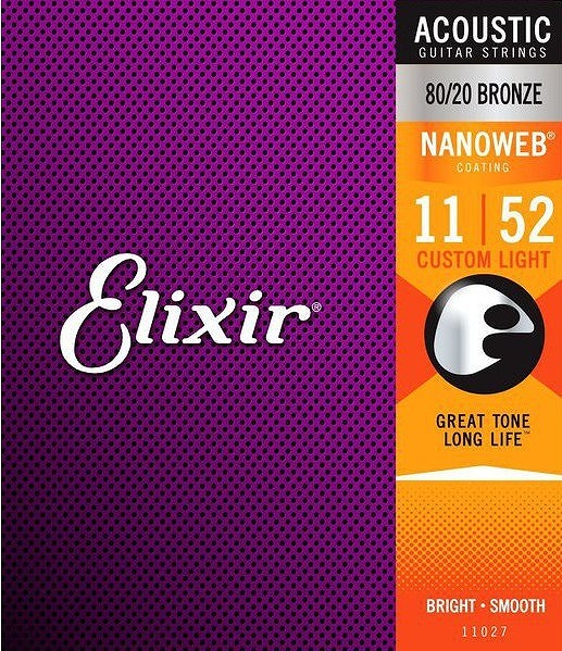 Elixir / 11027 Custom Light Acoustic 80/20 Bronze with NANOWEB