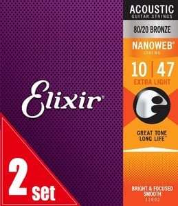 Elixir / NANOWEB with ANTI-RUST Bronze #11002 Extra Light 10-47 2set アコギ弦