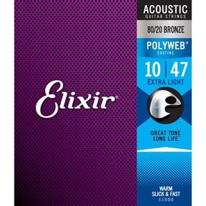 Elixir / 11000 Extra Light Acoustic 80/20 Bronze with POLYWEB