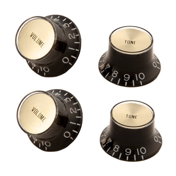 Gibson / PRMK-020 Top Hat Style Knobs Gold Metal Black