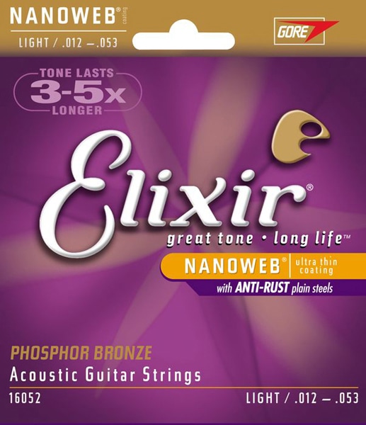 Elixir / 16052 Light Acoustic Phosphor Bronze with NANOWEB Coating