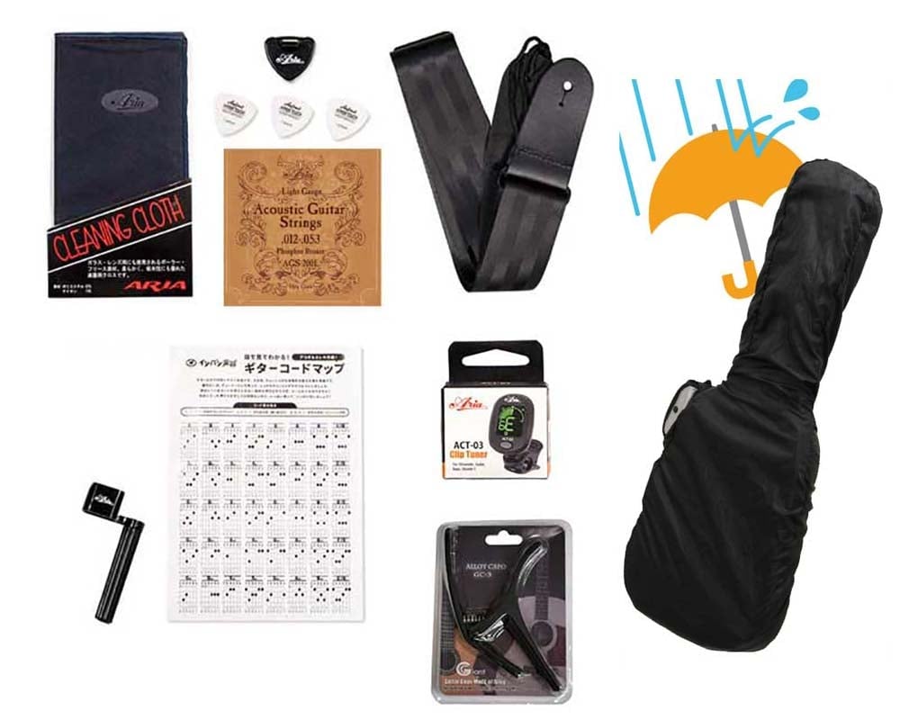 Aria / Ishibashi Gakki Original Acoustic Guitar Accessary Set [アコギ用アクセサリー10点セット]