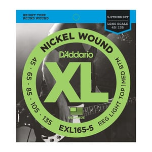 D'Addario / EXL165-5 Regular Light Top/Medium Bottom 45-135 Long Scale 5strings ベース弦