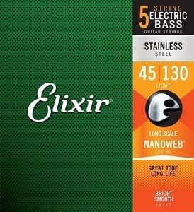 Elixir / 14777 5-String Light Long Electric Bass Stainless Steel