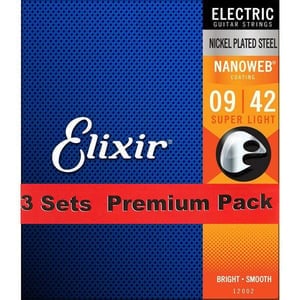 Elixir / NANOWEB with ANTI-RUST #12002 Super Light 09-42 3set エレキギター弦 ナノウェブ エリクサー