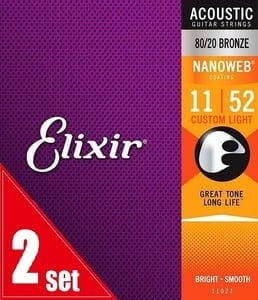 Elixir / NANOWEB with ANTI-RUST Bronze #11027 Custom Light 11-52 2set アコギ弦