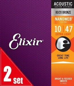 Elixir / NANOWEB with ANTI-RUST Bronze #11002 Extra Light 10-47 2set アコギ弦