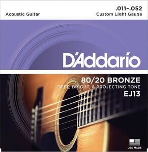 D'Addario / 80/20 Bronze EJ13 Custom Light 11-52 アコースティックギター弦
