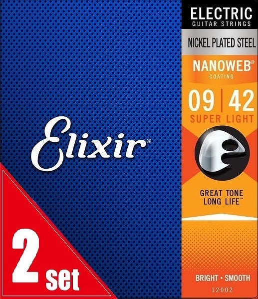 Elixir / NANOWEB with ANTI-RUST #12002 Super Light 09-42 2set エレキギター弦 ナノウェブ エリクサー