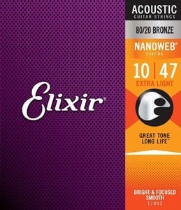 Elixir / 11002 Extra Light Acoustic 80/20 Bronze with NANOWEB Coating エリクサー 弦【正規品】