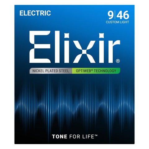 Elixir / 19027 Custom Light ELECTRIC NICKEL PLATED STEEL WITH OPTIWEB COATING エリクサー 弦 オプティウェブ 【福岡店】