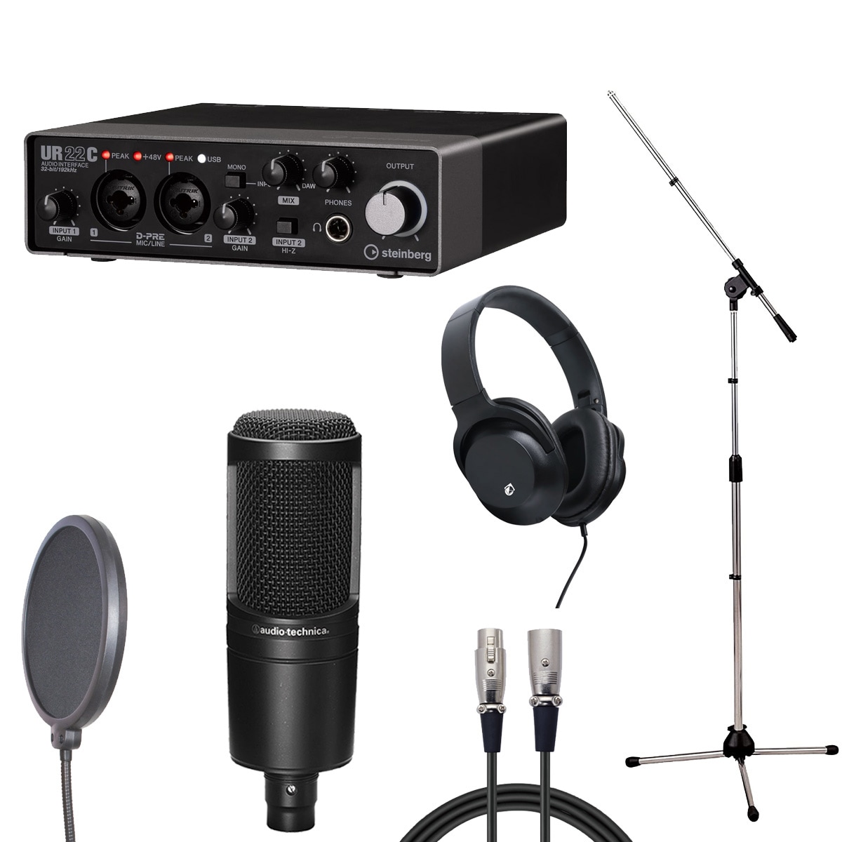 配信機器・PA機器・レコーディング機器 Audio-Technica AT2020 & Steinberg UR22C Steinberg UR22C × audio-technica AT2020 ［レコーディングセット