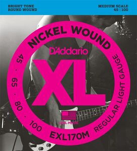 D'Addario / EXL170M Regular Light 45-100 Medium Scale ベース弦