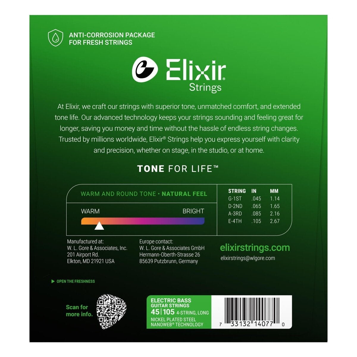 Neページ Elixir / 14077 4-String Light/Medium Long Electric Bass Nickel