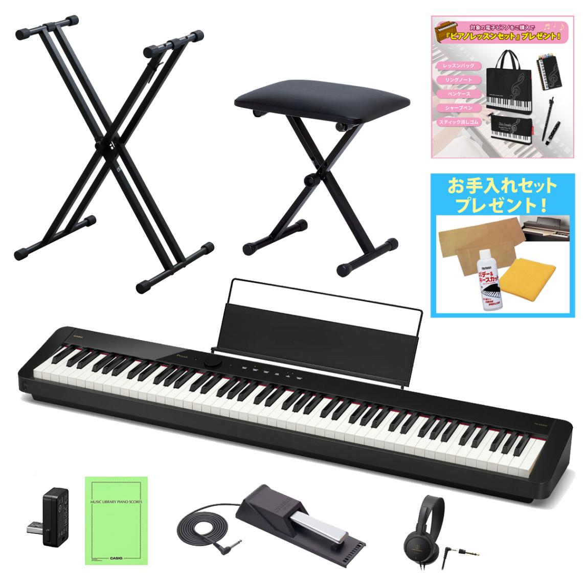 CASIO 電子ピアノ※ヘッドホン スタンド付き TJ8173 CASIO カシオ / PX-S5000BK [ペダル+スタンド+ベンチ+ヘッドホン