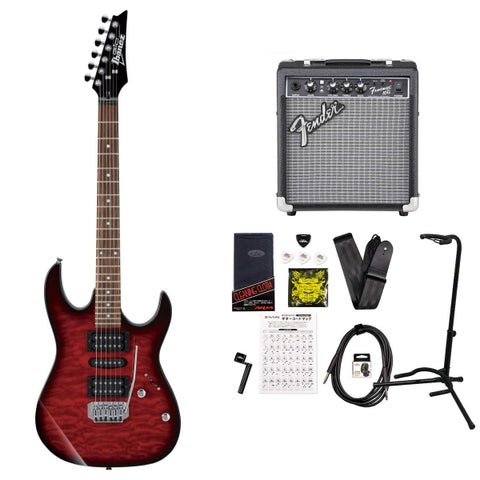 Ibanez / GRX70QA-TRB Transparent Red Burst GIO Series 入門用 豪華なキルトトップ  Fender 10Wアンプ付属エレキギター初心者セットR