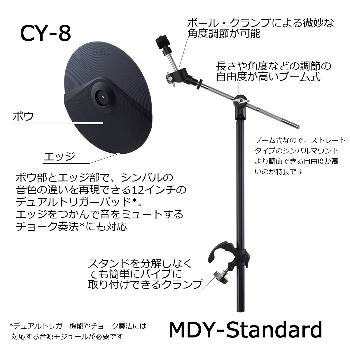 Roland / CY-8 シンバルパッド シンバルマウントMDY-Standardセット