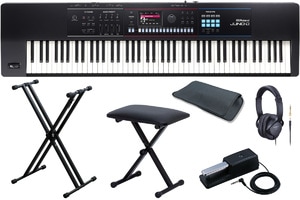 ローランド キーボード / シンセサイザー スタンド 組み立て式 ブラック Roland / JUNO-D8[X型スタンド＆キーボードベンチセット！]PHA-4