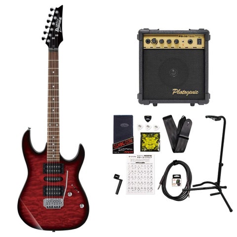 Ibanez / GRX70QA-TRB Transparent Red Burst GIO Series 入門用 豪華なキルトトップ  PG-10アンプ付属エレキギター初心者セットR