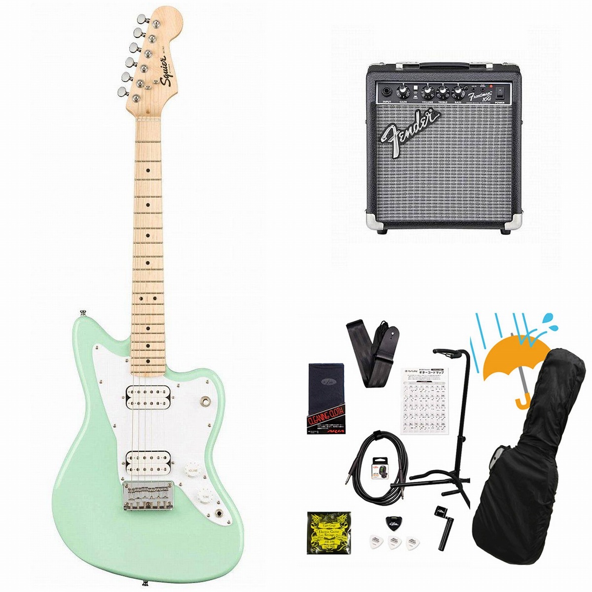 ✨未使用✨Fender Squier Mini Jazzmaster Squier by Fender / Mini Jazzmaster HH Maple FB Surf Green Fender