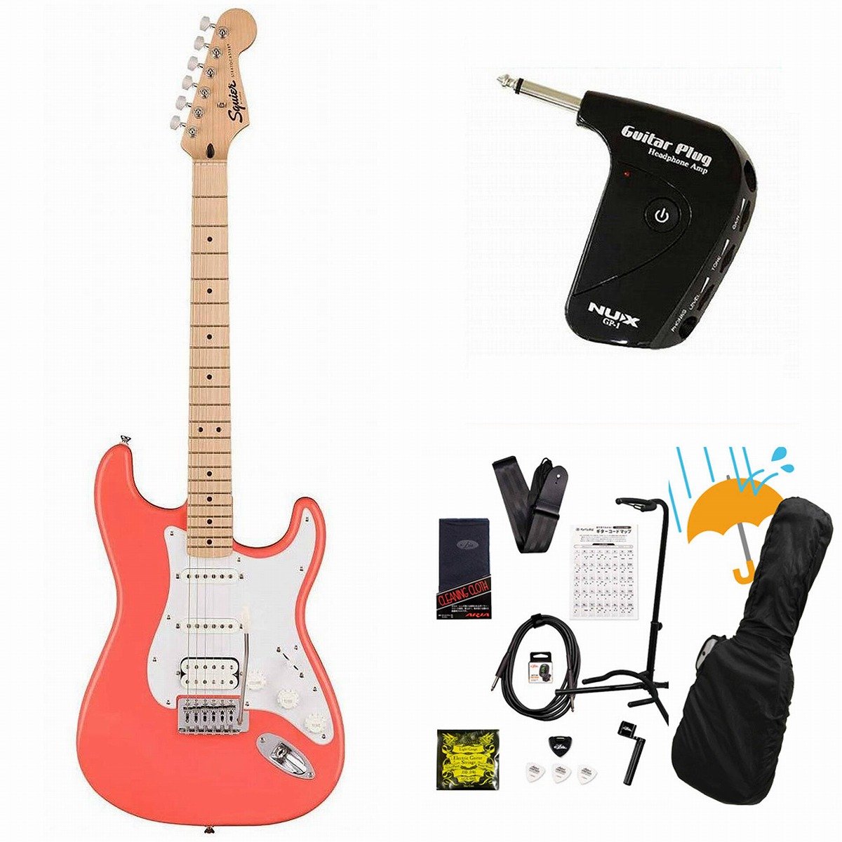エレキギター Squier Stratocaster 付属品付き Squier by Fender / Sonic Stratocaster HSS Maple FB WH PG Tahitian