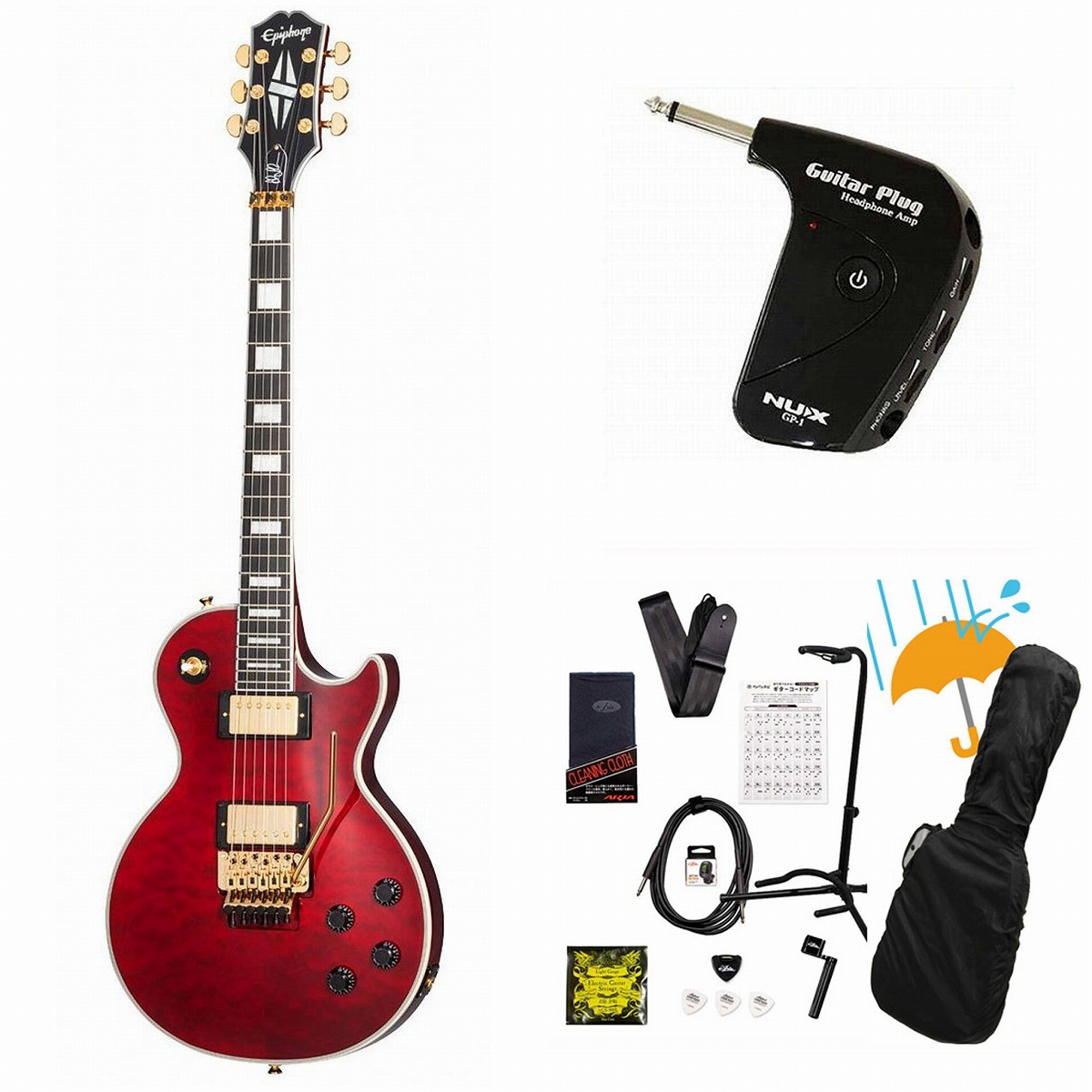 エピフォン レスポールカスタム Alex Lifeson Axcess Epiphone / Alex Lifeson Les Paul Custom Axcess Quilt Ruby