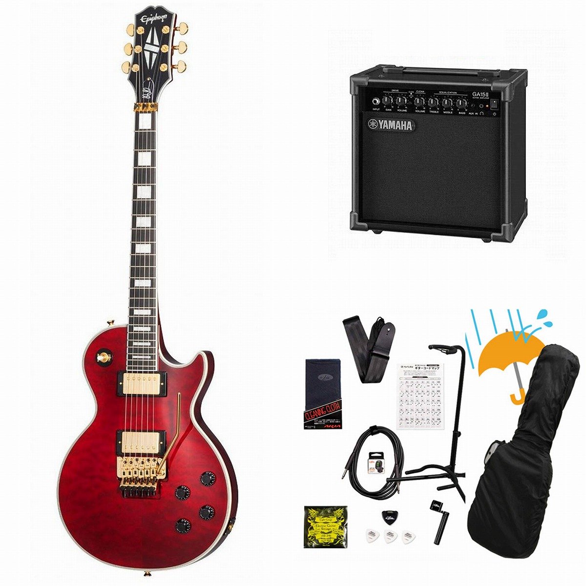 Epiphone / Alex Lifeson Les Paul Custom Axcess Quilt Ruby