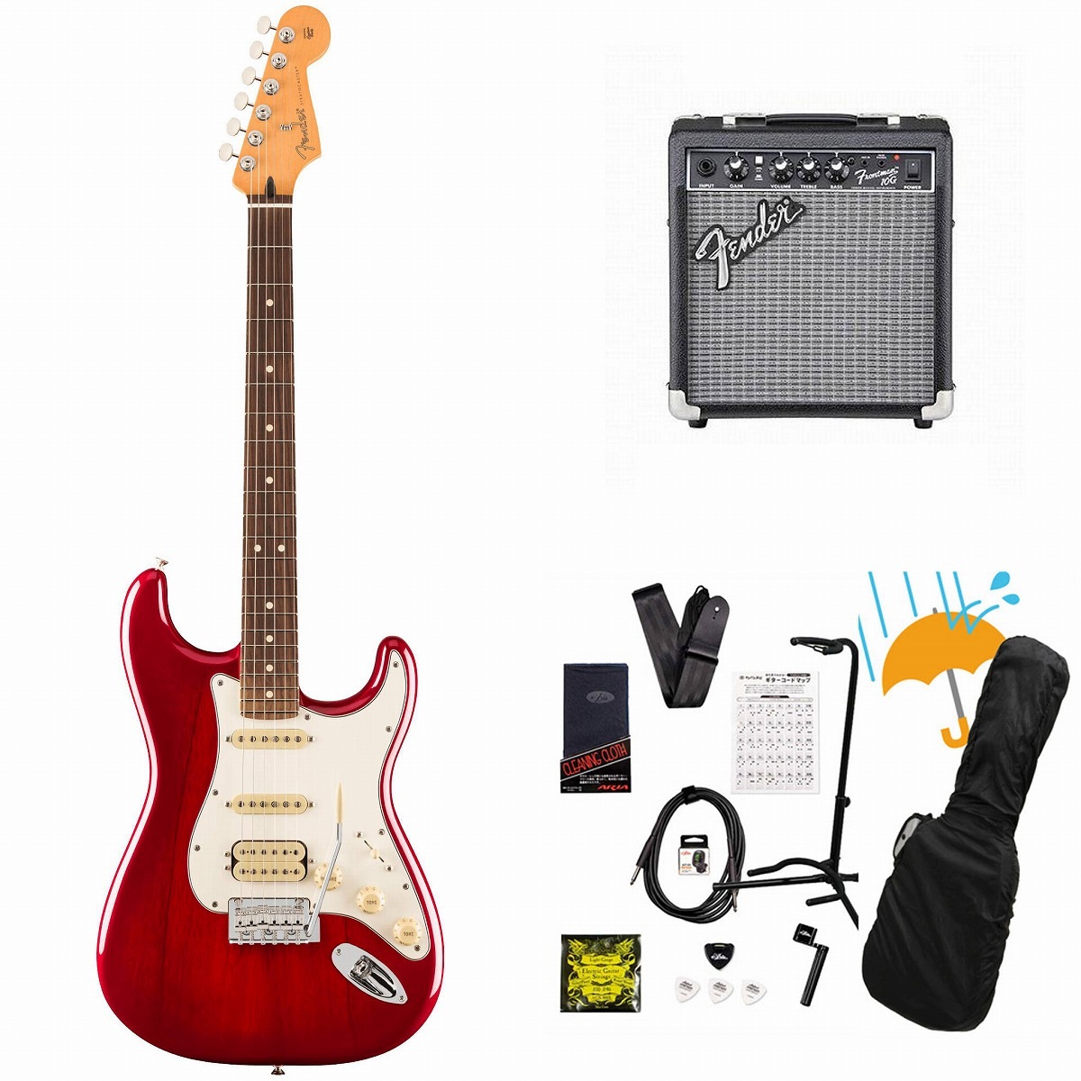 石橋楽器　エレキギター　セルバ　＋　付属品　弦など Fender / Player II Stratocaster HSS Rosewood FB Transparent Cherry