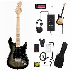 Squier / Affinity Series Stratocaster FMT HSS Maple Fingerboard Black Pickguard Black Burst  録音＆セッションで上達！Fender Link I/O付き13点セット