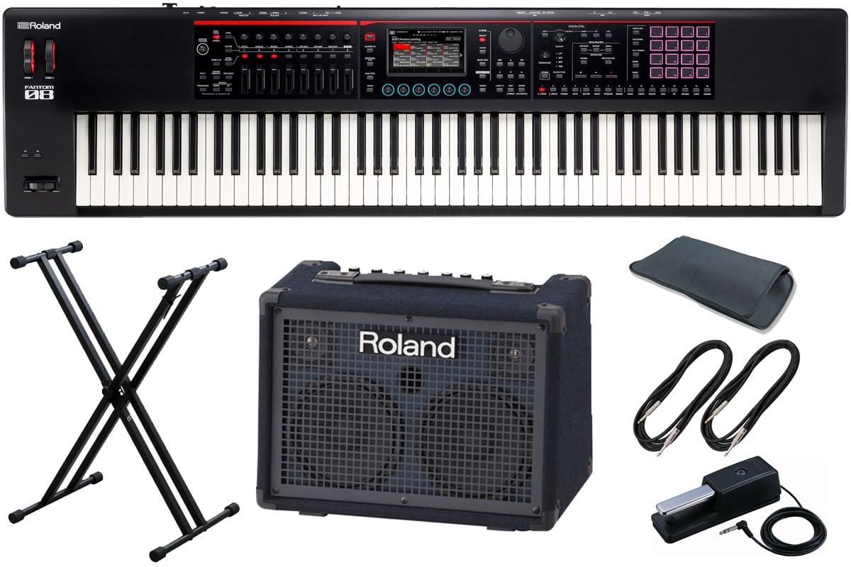 Roland FANTOM 08 シンセサイザー 純正ケース、ペダル、スタンド付 Roland Fantom-08＋純正ソフトケース Roland FANTOM-8EX+純正ペダル