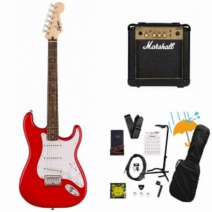 Squier by Fender / Sonic Stratocaster HT Laurel FB WH PG Torino Red Marshall MG10アンプ付属エレキギター初心者セットR