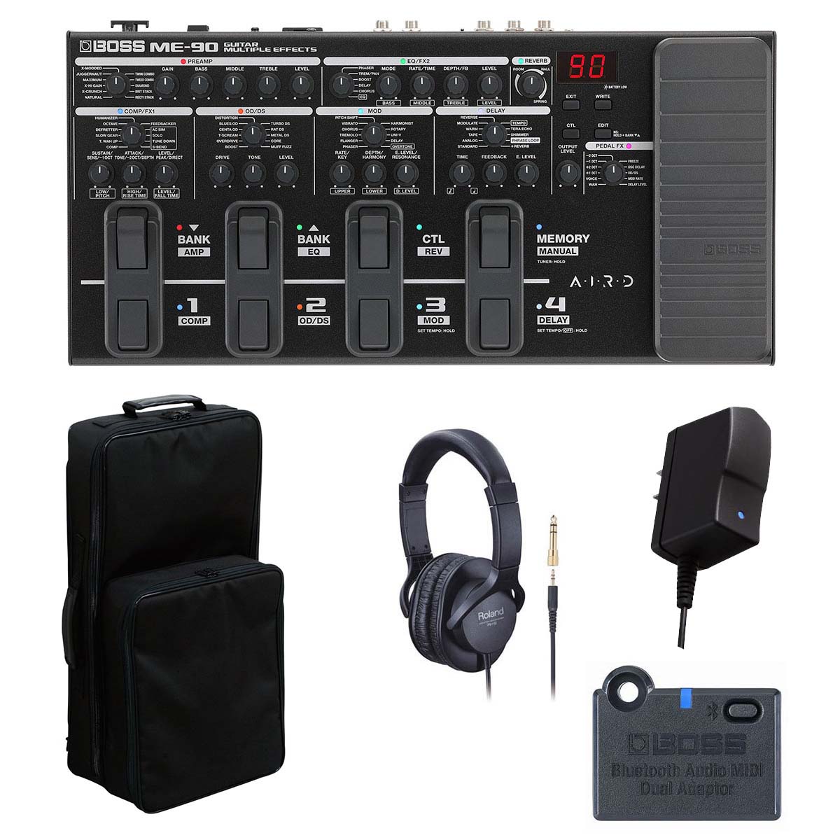 BOSS ME90 マルチエフェクター　電源アダプター　バッグ BOSS ME-90 + 純正アダプター + 純正キャリングケース セット マルチ