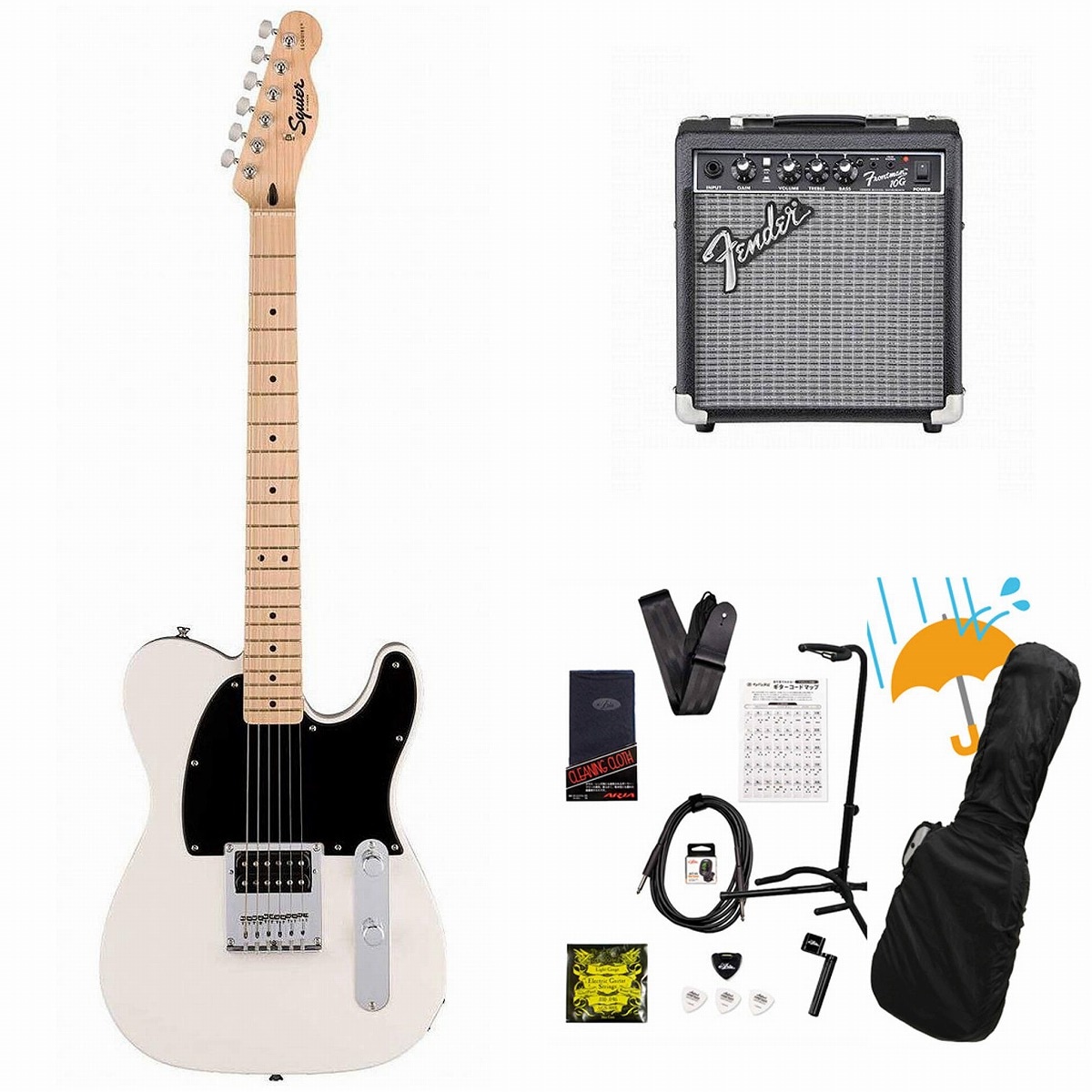 Squier by Fender / Sonic Esquire H Maple FB BK PG Arctic White