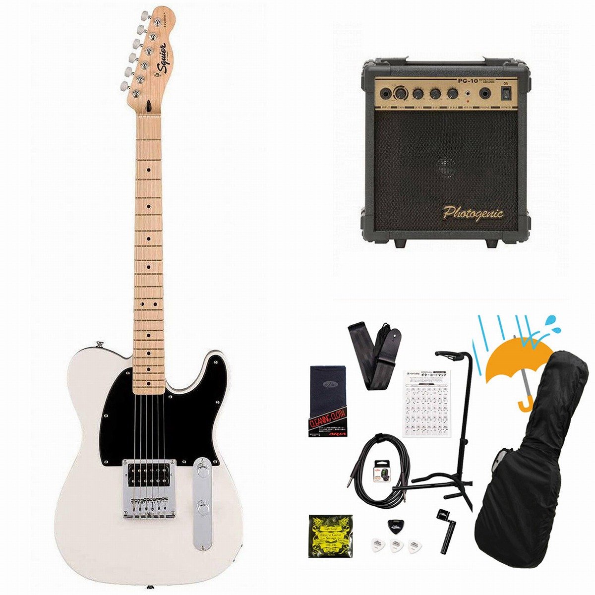 Squier by Fender / Sonic Esquire H Maple FB BK PG Arctic White PG