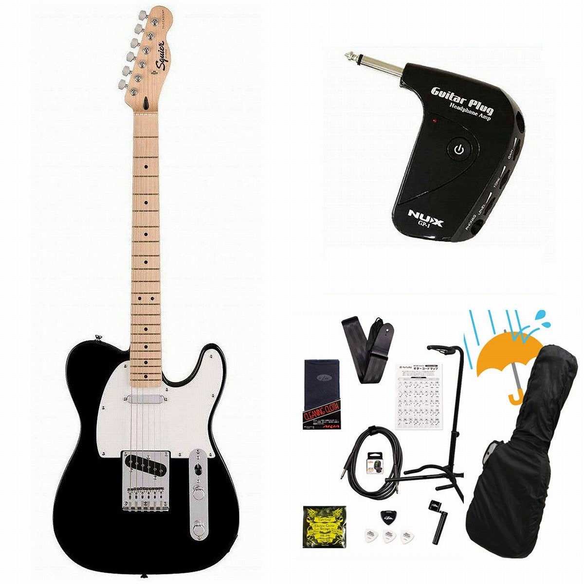 Squier by Fender / Sonic Telecaster Maple FB WH PG Black GP-1