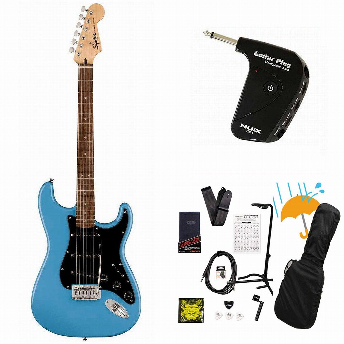 エレキギター Squier Stratocaster 付属品付き Squier by Fender / Sonic Stratocaster Laurel FB BK PG California