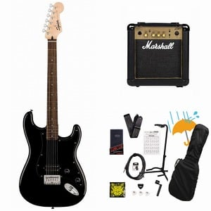 Squier by Fender / Sonic Stratocaster HT H Laurel FB BK PG Black Marshall MG10アンプ付属エレキギター初心者セットR