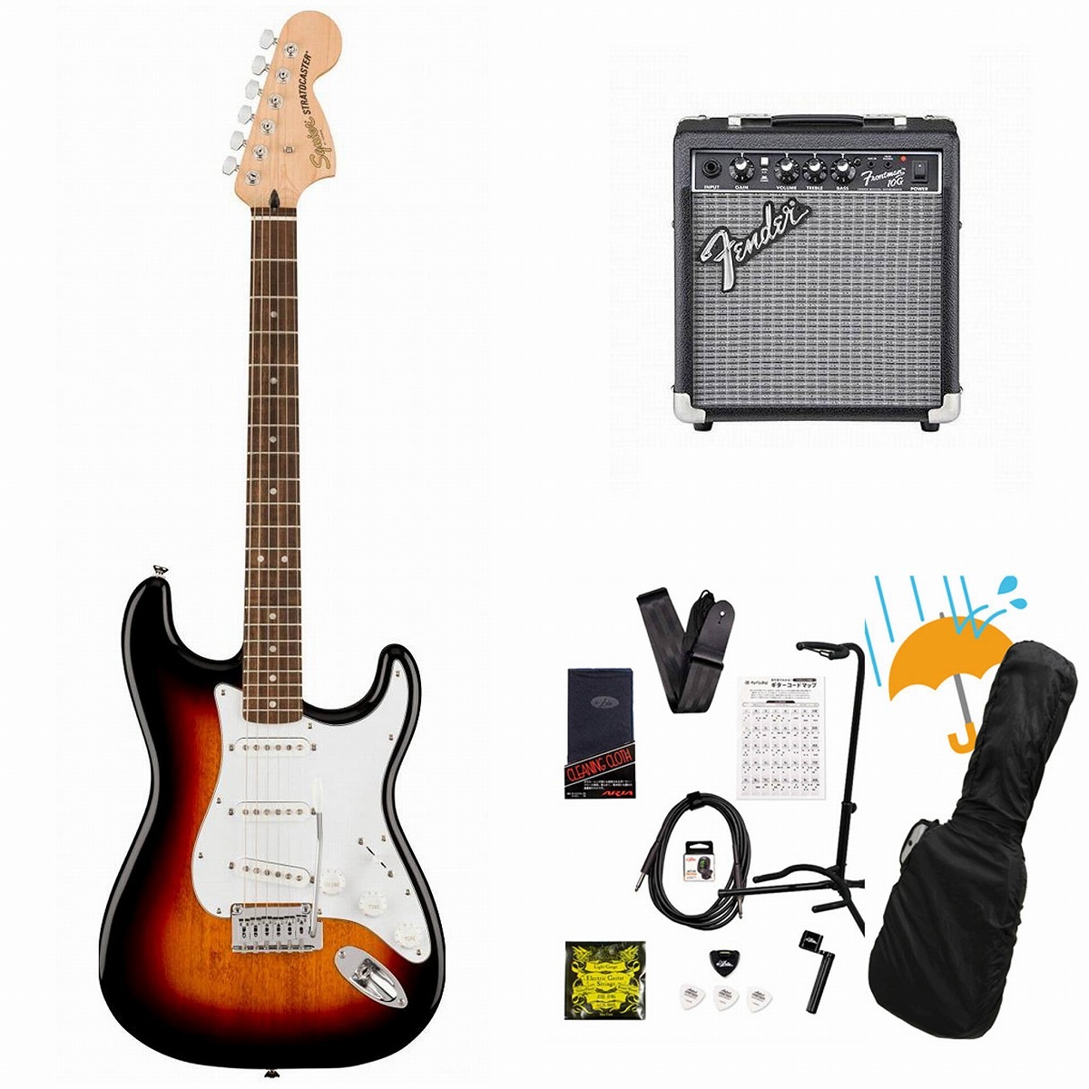 Squier エレキギター ストラトキャスター サンバースト メンテ済 メンテ済】Squier エレキギター ストラトキャスター サンバースト