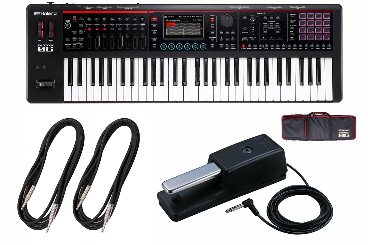 Roland Fantom 06 シンセサイザー 本体とケース　ペダル Roland / FANTOM-06【ダンパー・ペダル+ケーブルセット！】61鍵盤