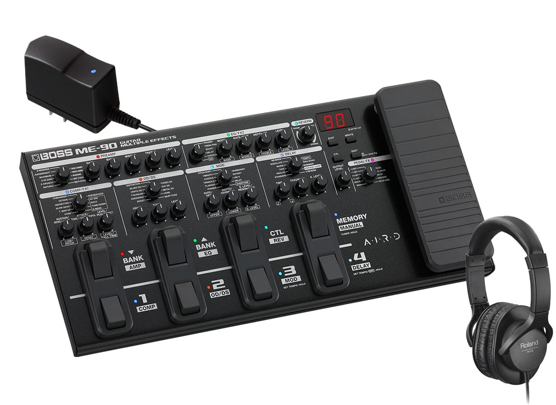 BOSS ME-90 マルチエフェクター　純正アダプター付き BOSS / ME-90 Roland製ヘッドフォン&純正ACアダプター 同時購入セット