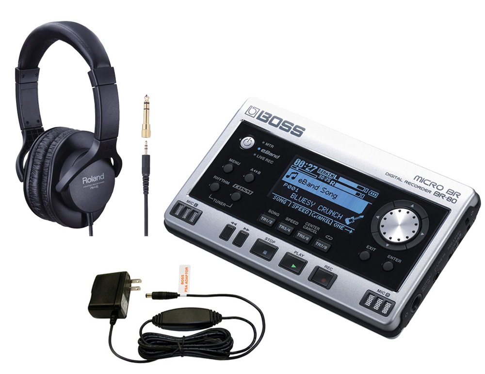 eBand機能搭載 BOSS MICRO BR BR-80+ACアダプター付 BOSS / MICRO BR BR-80 ボス -純正ACアダプター、ヘッドフォンセット