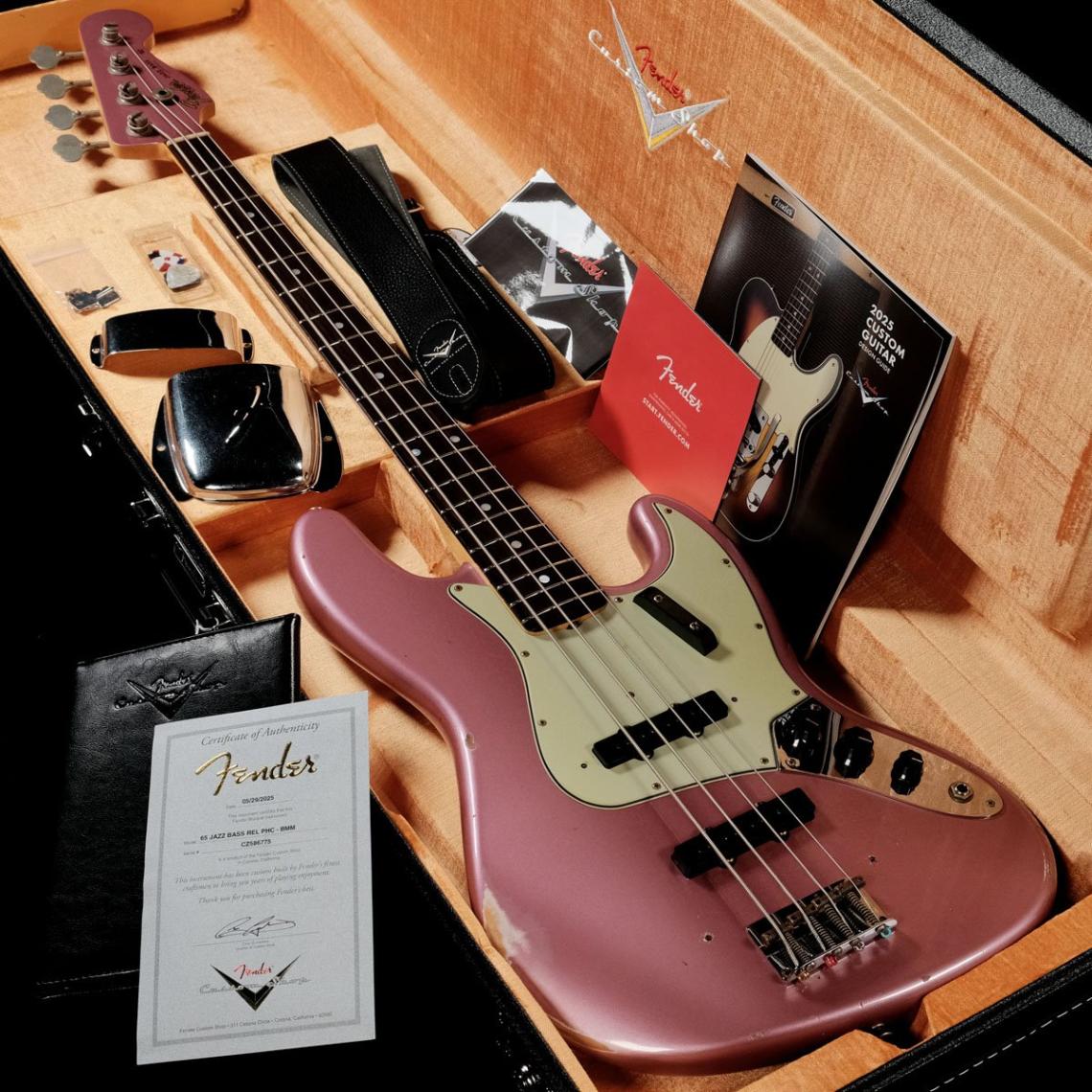 Fender Custom Shop / 1965 Jazz Bass Relic Matching Head Burgundy