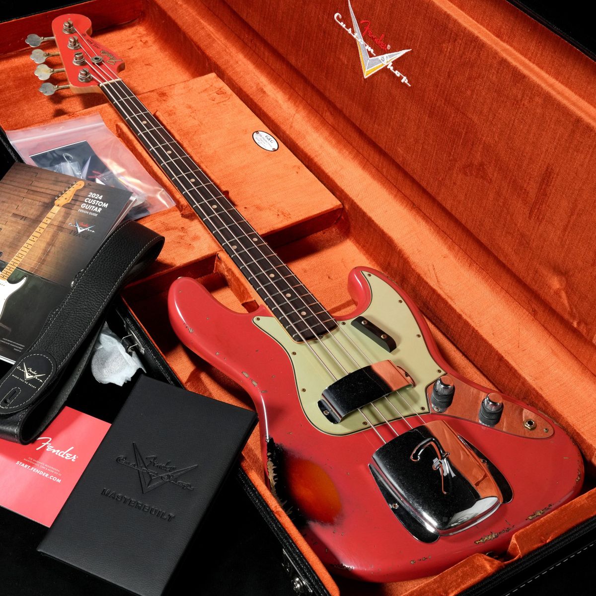 Fender Custom Shop/ MBS 1962 Jazz Bass Aged Fiesta Red 3-Tone