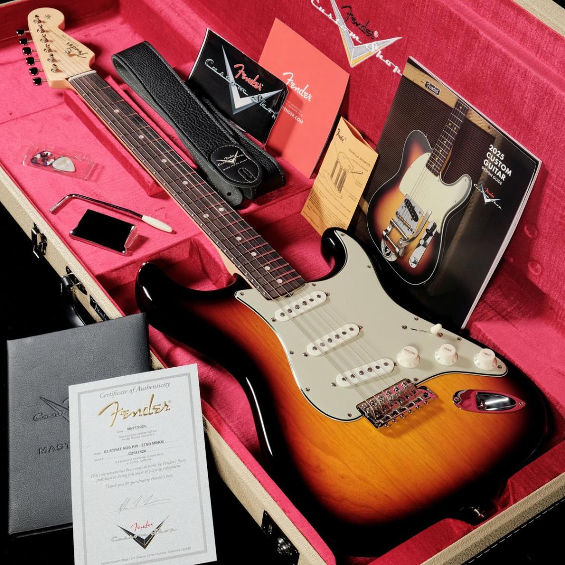 ストラトキャスター、カスタム品 Fender Custom Shop / Master Built 1963 Stratocaster NOS 3 Color