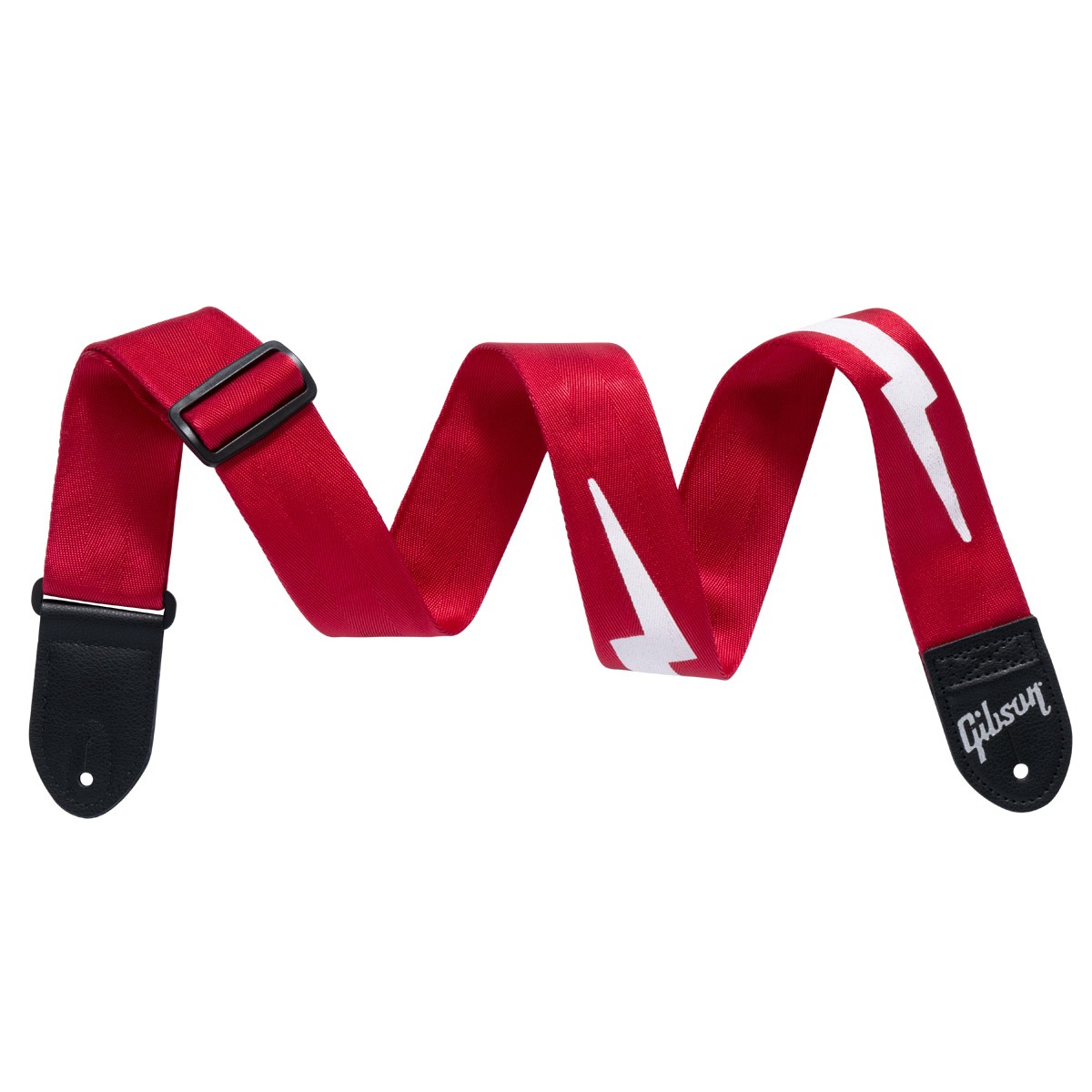 Gibson レザーストラップ 稲妻デザイン Gibson / ASBOLT-RED The Lightning Bolt Seatbelt (Red) ギブソン
