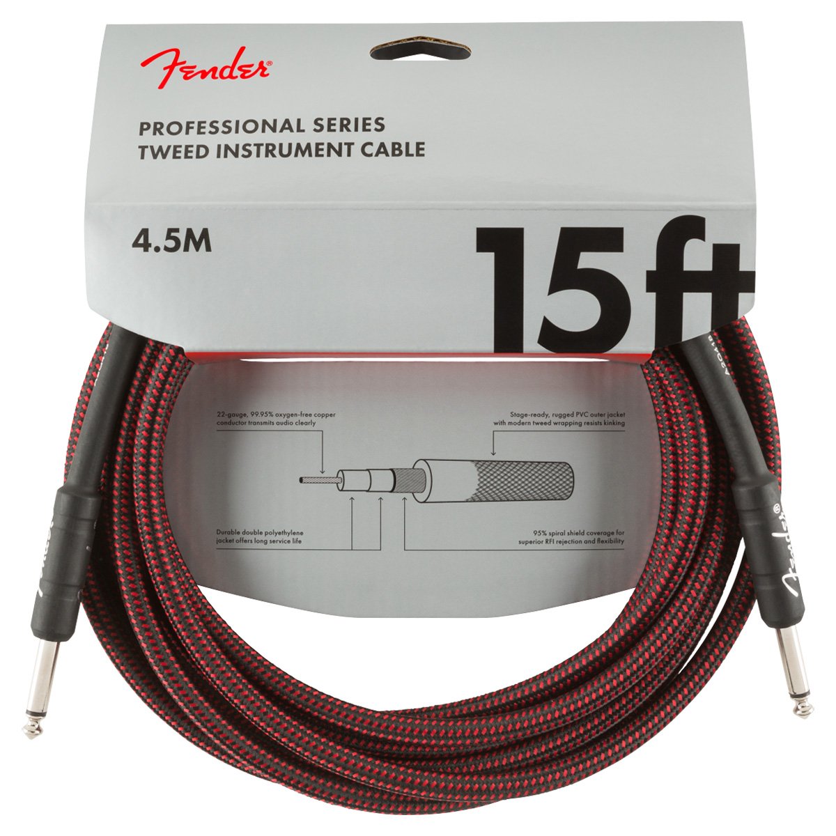 Fender / Professional Series Tweed Instrument Cable RED ギターケーブルシールド 約4.5m