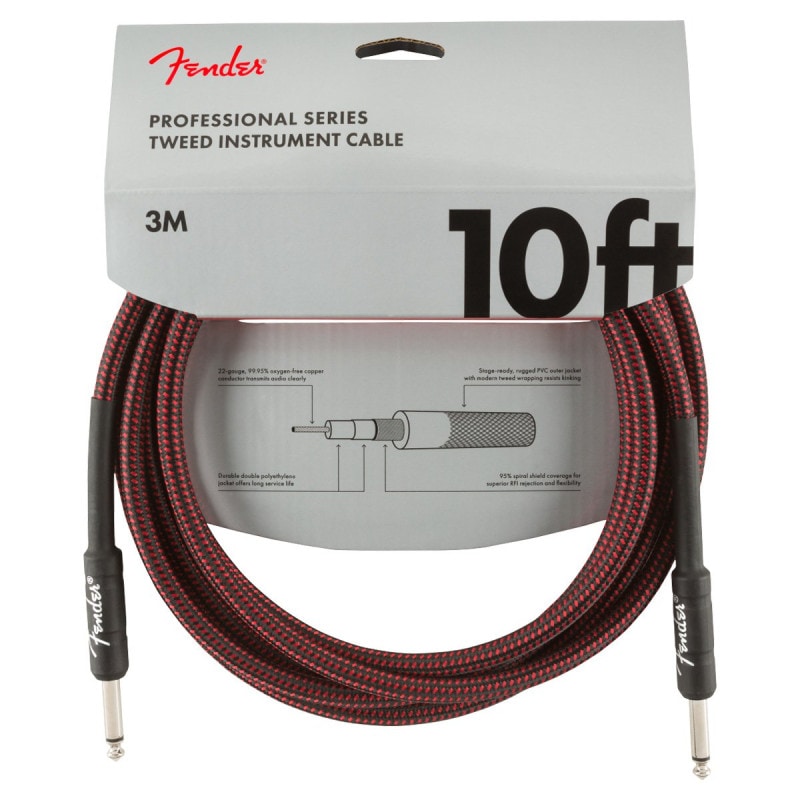 Fender / Professional Series Tweed Instrument Cable RED　ギターシールドケーブル 約3m
